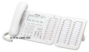 Telefono KX-DT543 con 1 Una Consola DSS Panasonic KX-DT590 color Blanco especial para Operadora Recepcionista en Lobby
