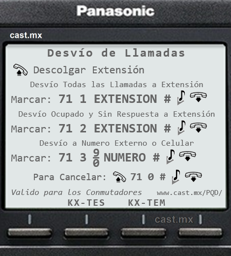 Panasonic Quick Dial - Desvio de Llamadas a una Extensión, Numero Externo o Celular para Conmutadores KX-TES824 y KX-TEM824 telefono KX-T7730
