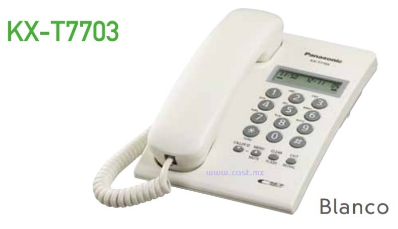 KX-T7703X Telefono Panasonic Blanco Unilineas con Identificador de Llamadas y Pantalla