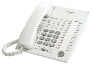 Telefono Panasonic KX-T7730 en color Blanco para Conmutadores Panasonic Hibridos KX-TES y tambien para Conmutadores KX-TD, KX-TDA y Servidores KX-NS