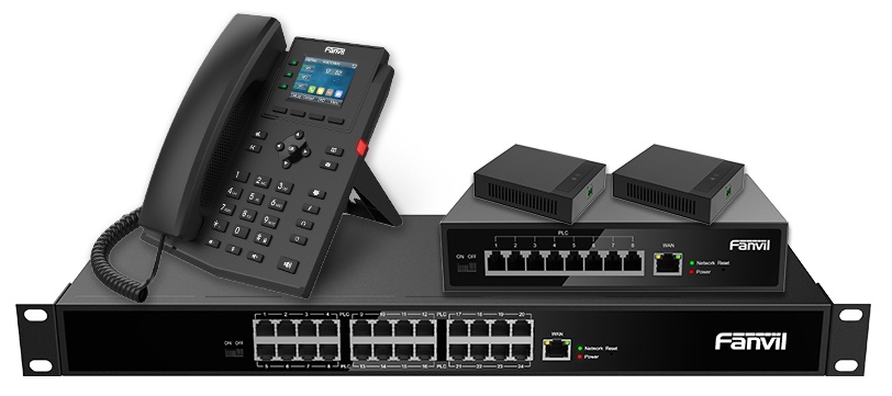 Fanvil 2-Wire Solutions IP Solucion de Telefonia IP de oficina empresarial a 2-hilos HD Opus hasta 300 Metros Switch PoE PN1 PN8 PN24 Telefono IP X303-2W - CASTelecom