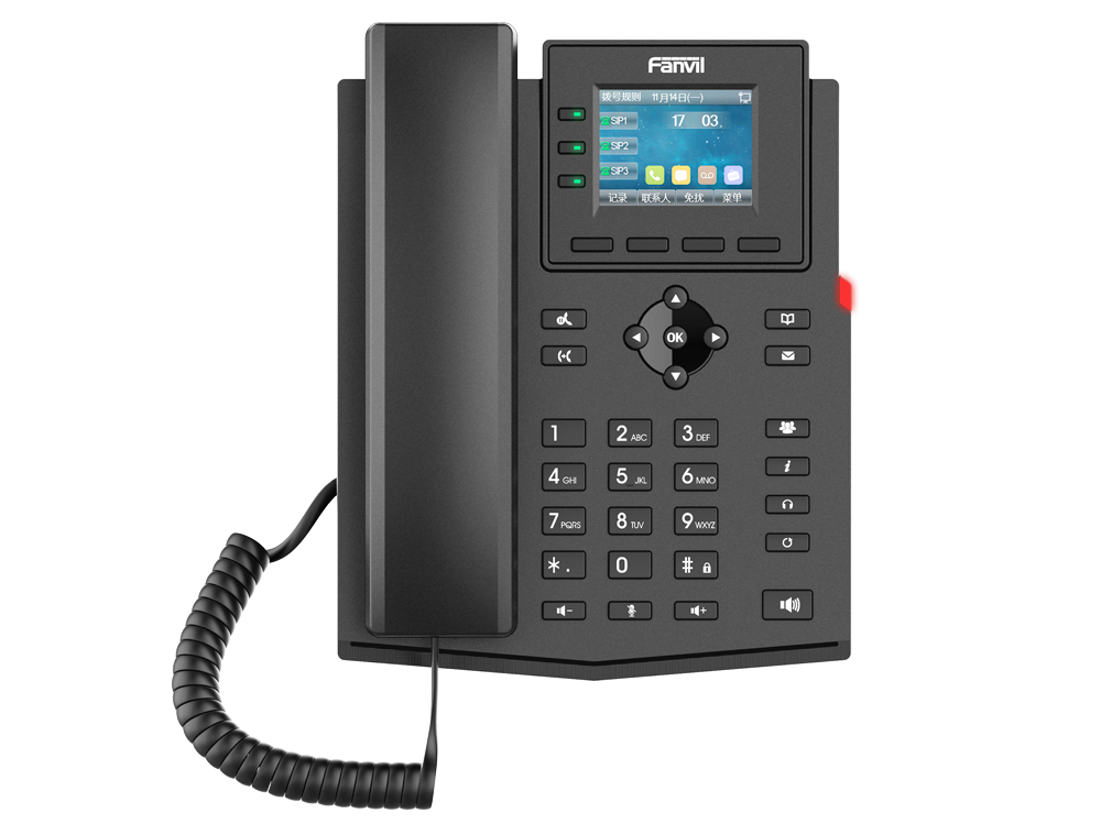 Fanvil X303-2W El teléfono IP de 2 cables es una versión mejorada del teléfono IP original, con un nuevo método de alimentación y suministro de red ip mediante una conexión de 2 hilos con alimentación PoE de Switch PN8 o PN24. - CASTelecom