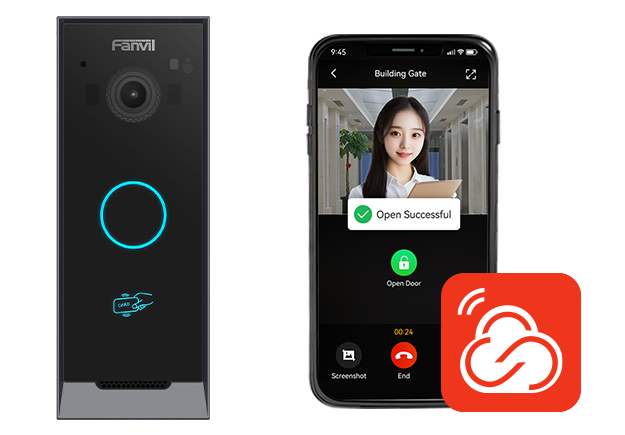 Paquete Fanvil VIK-01L incluye Un Frente de Calle Puerta Fanvil i60 y la licencia permanente de la aplicación Fanvil Link App para 5 usuarios
