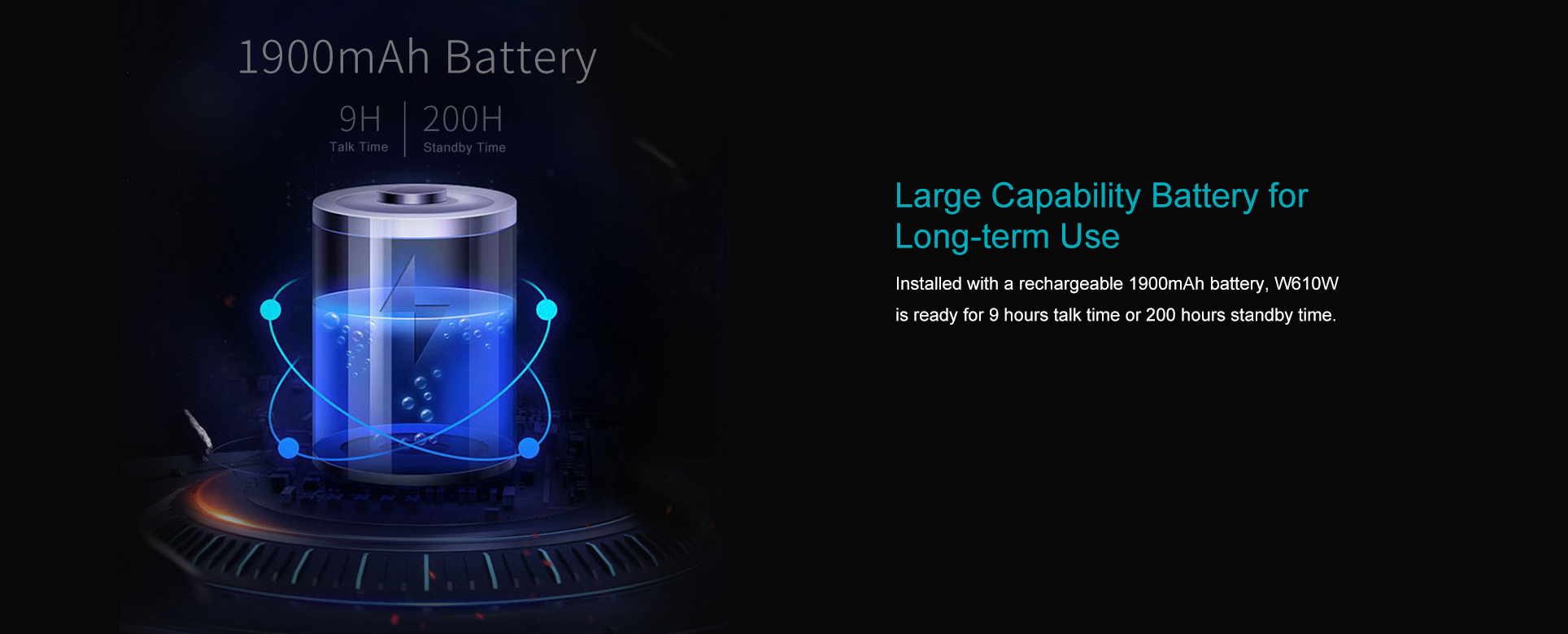 Telefono IP SIP Fanvil LINKVIL W610W Facilidades Batería de 1900 mAh de gran capacidad para uso a largo tiempo por 200 horas