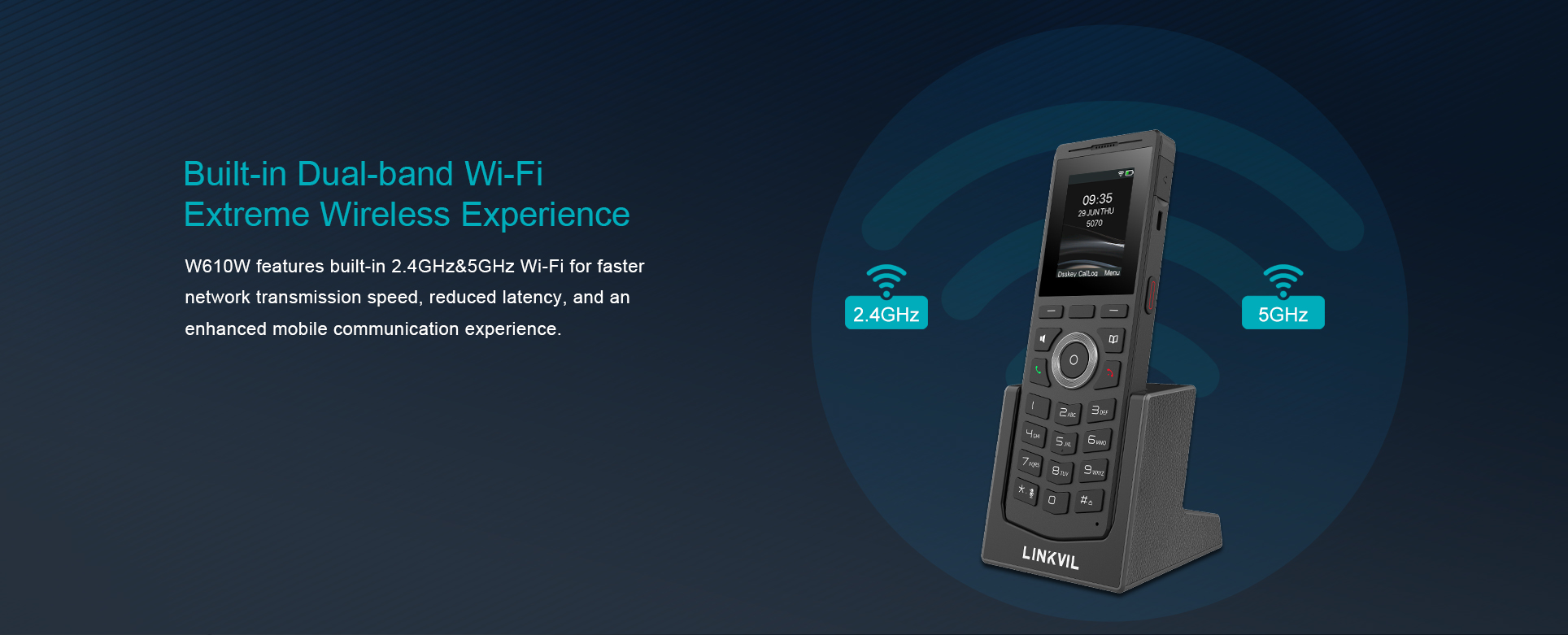 Telefono IP SIP Fanvil LINKVIL W610W Facilidades WiFI 6, 2.4 Ghz y 5 Ghz