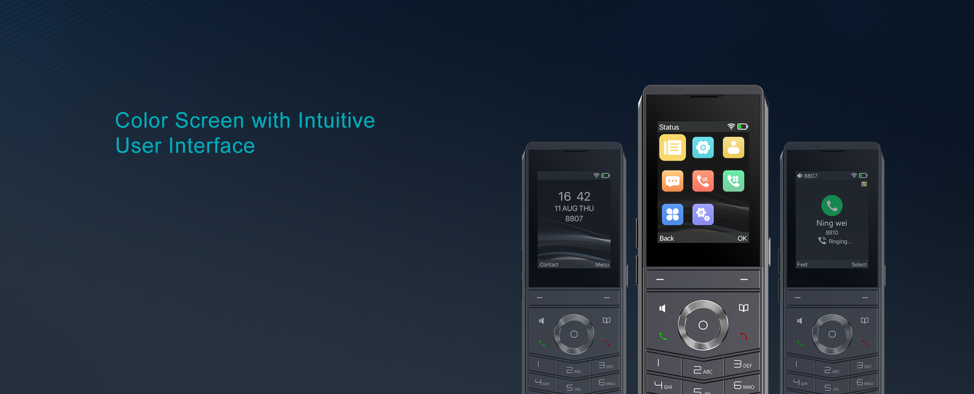 Telefono IP SIP Fanvil LINKVIL W611W Facilidades Pantalla a Color con interface del usuario intuitiva CASTelecom