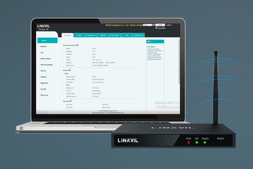 LINKVIL W712 Puerta de Enlace Gateway para Radio de Dos Vias Tipo Motorola por IP SIP RoIP, Plug and Play, Facil administración, Easy Management CASTelecom