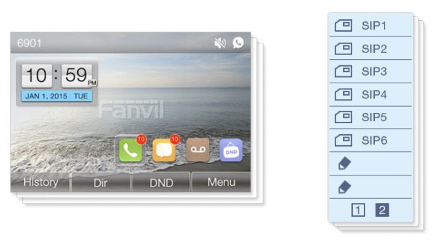 Telefono Fanvil X5S con Doble Pantalla Retroiluminada a Color Principal de 3.5 Pulgadas y Pantalla de Teclas Programables DSS