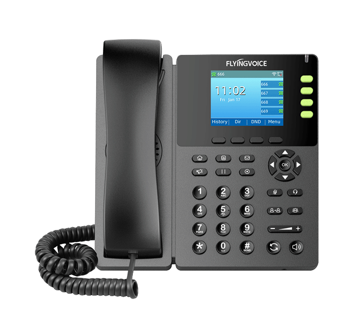 Flyingvoice Telefonos Serie FIP1x modelo FIP13G VoIP con WiFi integrado y Pantalla Color de 3.8 pulgadas LCD de 320 x 240 pixeles