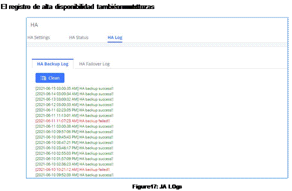 Mantenimiento HA Alta Disponibilidad Backup Log