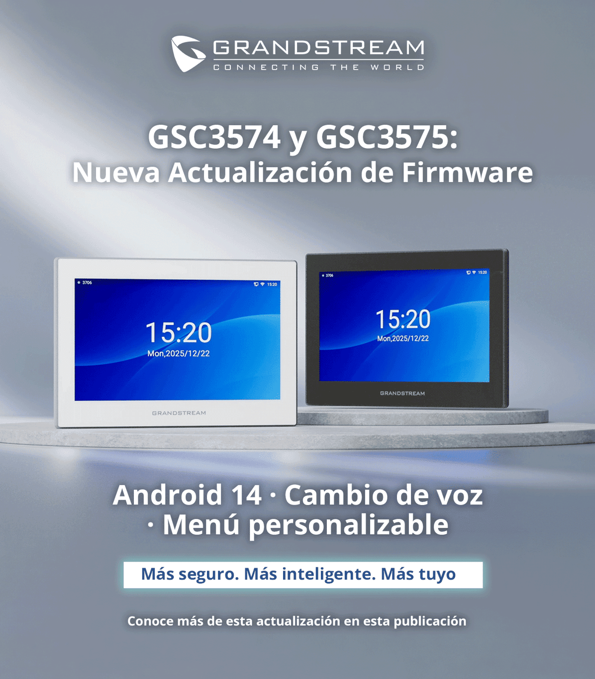 GSC3574 GSC3575 Monitor Grandstream Estacion de Intercomunicacion SIP Pantalla Tactil Cambio de Voz Android 14 Menu Personalizable WiFi 6 Bluetooth Control Total para Agendamiento de Salas y Edificios Inteligentes - CASTelecom