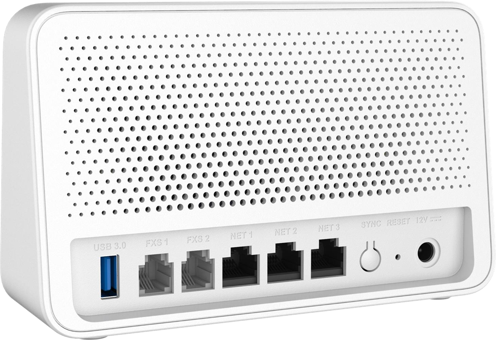 GWN7062ET Routers WiFi 6 Doble Banda hasta 3 Gbps 3 Gigabit 2 Puertos FXS hasta 128 Dispositivos Simultaneos Mesh 4 SSID QoS USB-C 1 VPN Firewall DPI WAN Balanceador Dual Frente - CASTelecom