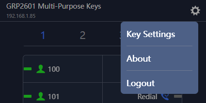 Grandstream Networks - Grandstream la configuración de cada tecla Multi-Purpose Keys MPK se puede realizar por el usaurio final entrando a la rueda dentada y luego al Key Setting para Teléfonos serie GRP260x modelos GRP2601, GRP2602, GRP2603 y GRP2604 Virtual Extension- CASTelecom