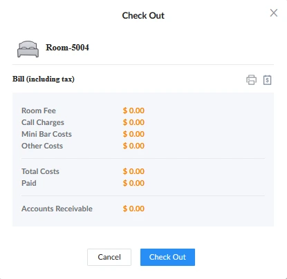 Grandstream Sistema de Gestión de Propiedad PMS Local Visual Integrado en los Conmutadores IP SIP Serie UCM para Sector Hoteles, Moteles, Resort, Cruceros, Hospitales - Revisión de facturas y cargos del regisro de salida Check Out - CASTelecom