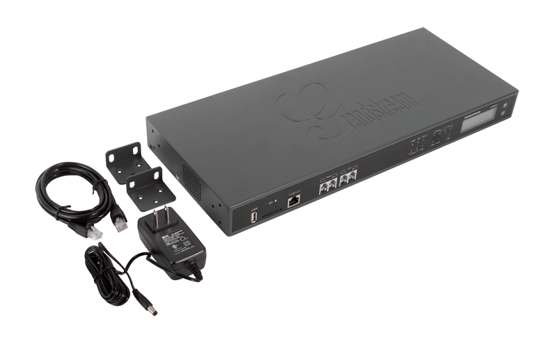 Grandstream Networks UCM6510 Conmutador IP-PBX E1/T1/J1 2 FXO troncal PSTN 2 FXS extension analogicos 200 llamadas simultaneas 50 troncales SIP Gigabit PoE USB SD Router NAT QoS atras - CASTelecom