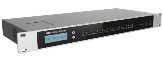 Conmutador Grandstream IP-PBX Solo Audio Voz con Pantalla Táctil LCD Color, 8 puertos FXO para Línea Telefónica Troncal PSTN RJ11, 8 puertos FXS para Extensión Analógica RJ11, Puertos FXS y FXO con Identificador de llamadas, Correo de Voz, Operadora Automática, Grabación de Llamadas, Centro de Llamadas Avanzado, Bloqueo de números de entrada, PMS Hotelero y hasta 10 Extensiones Móviles sin Costo, 200 llamadas simultaneas concurrentes, 1500 usuarios registrados, Conferencia hasta 150 participantes, Sin Salas de videoconferencia, Triple puerto Gigabit Ethernet, Facilidad de Controlador de Alta Disponibilidad HA, Alimentación PoE, 2 Puertos USB 3.0, Ranura Memoria SD, Router con NAT integrado, Montaje en Escritorio y 2 Orificios para Pared, Alimentación 12VCD 2A.
 - CASTelecom