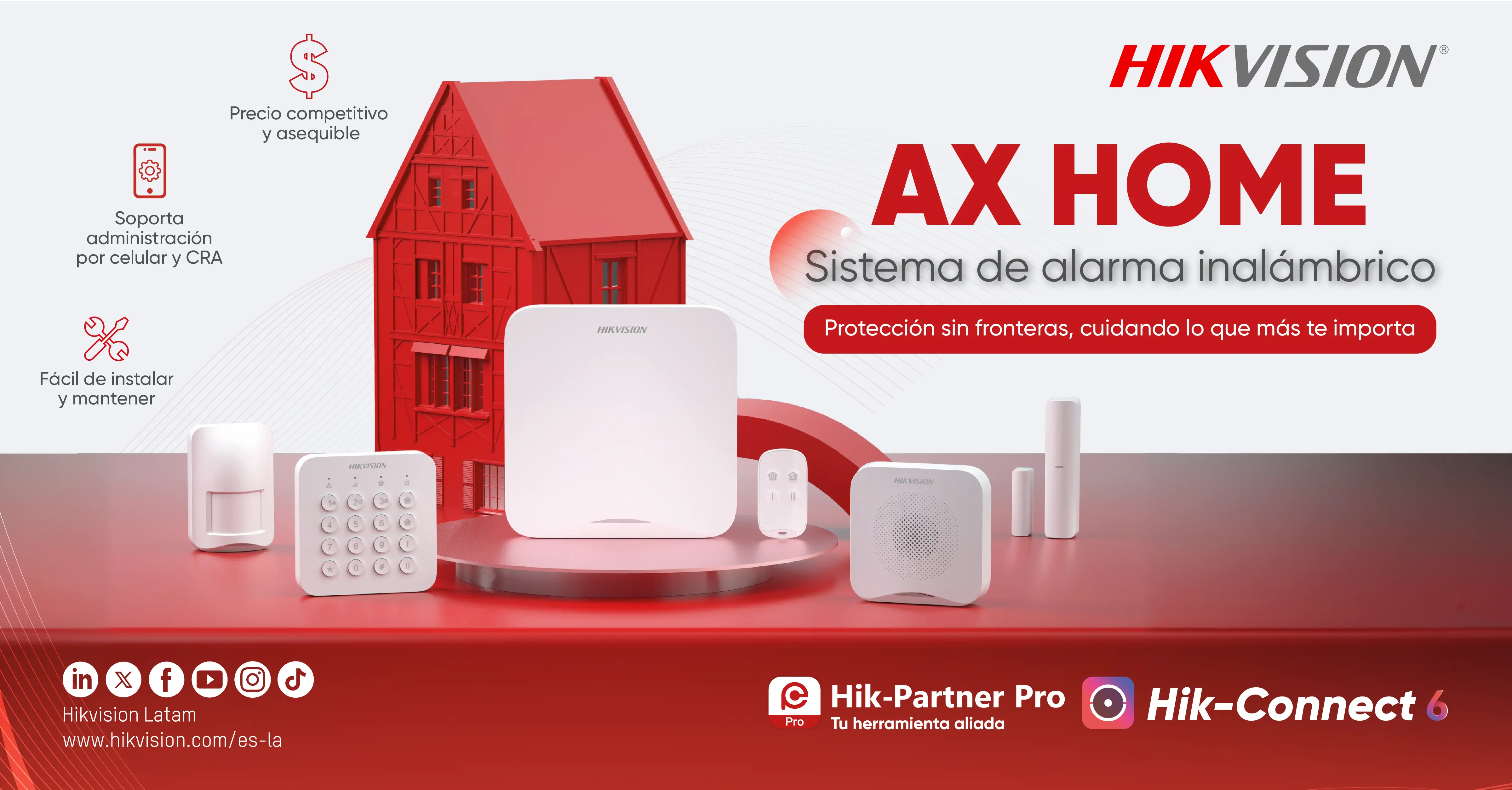 Hikvision Serie AX HOME Nuevo Sistema de Alarma Inalambrico Wi-Fi 4G LAN Consumo Minimo de Datos Plug and Play Eficiencia energética Interfaz sencilla Administración por celular y central de monitoreo CASTelecom