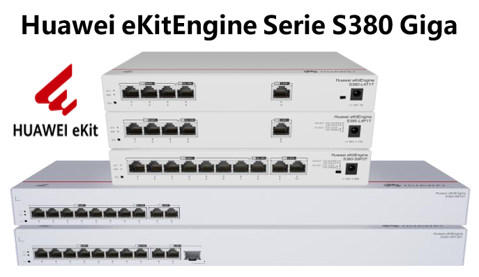 Serie S380 Gateway Huawei eKitEngine Multi-Service Gigabyte Gateway, S380-L4T1T Gateway Huawei eKitEngine Gigabyte, S380-L4P1T Gateway Huawei eKitEngine Gigabyte PoE, S380-S8P2T Gateway Huawei eKitEngine Gigabyte PoE, S380-S8T2T Gateway Huawei eKitEngine Gigabyte, S380-H8T3ST Gateway Huawei eKitEngine Gigabyte con SFP - CASTelecom