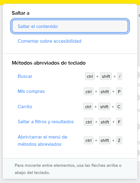 MercadoLibre Metodo Abreviados de teclado para accesos rapidos en listados y paginas de productos CTRL + SHIFT + Z - CASTelecom