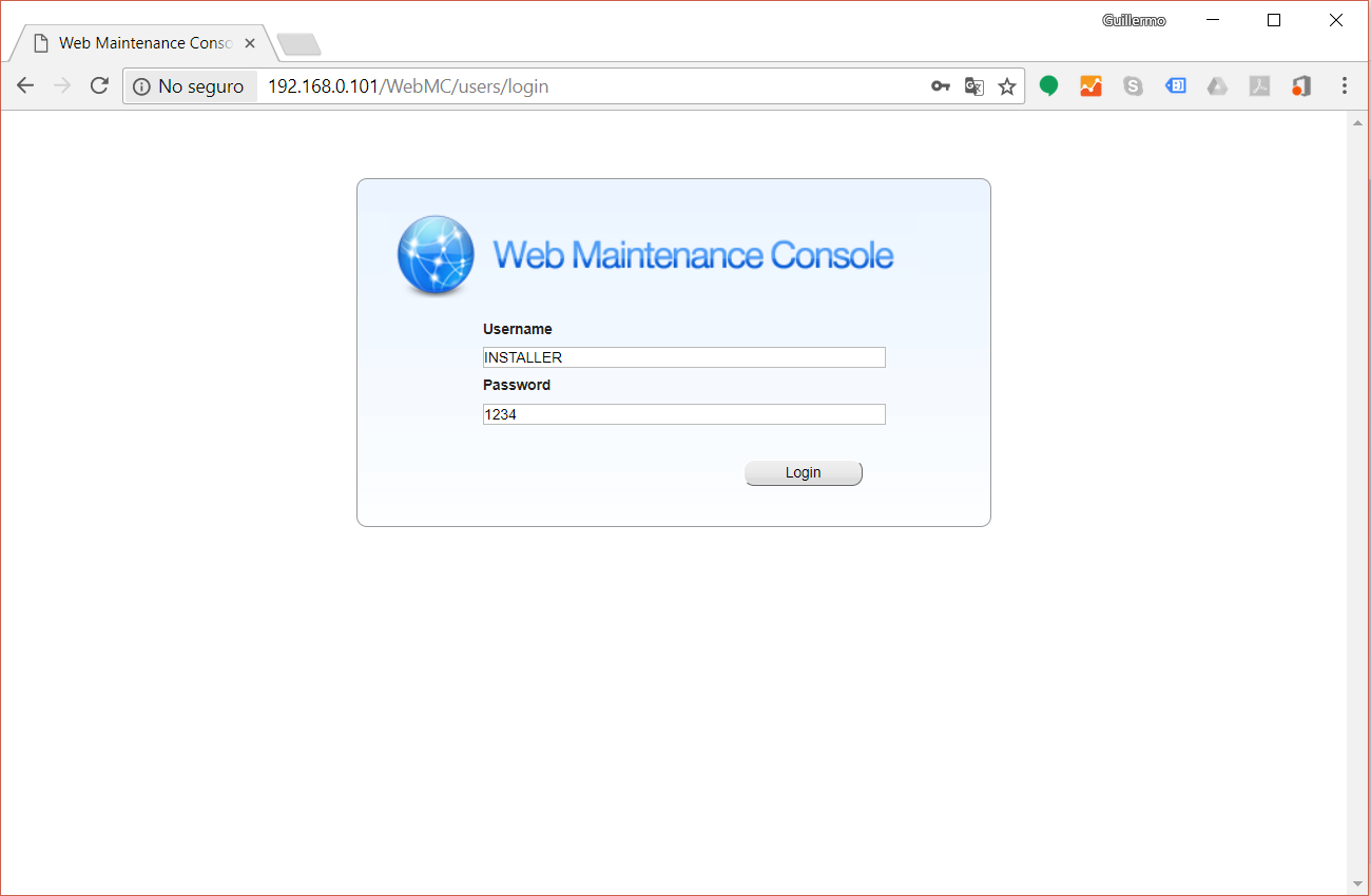 KX-NS1000 Nuevo Asistente de Instalación de Fabrica - Nombre de Usuario y Contraseña