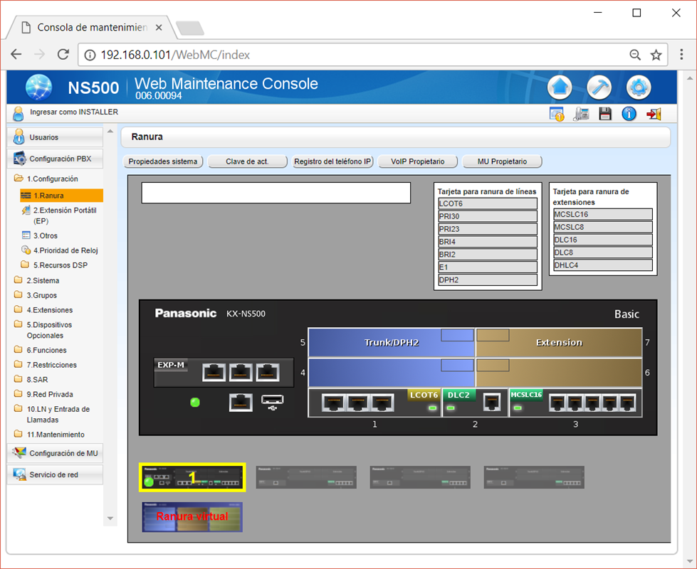 Panasonic Ingrese al Sistema KX-NS500 con el Web Maintenance Control