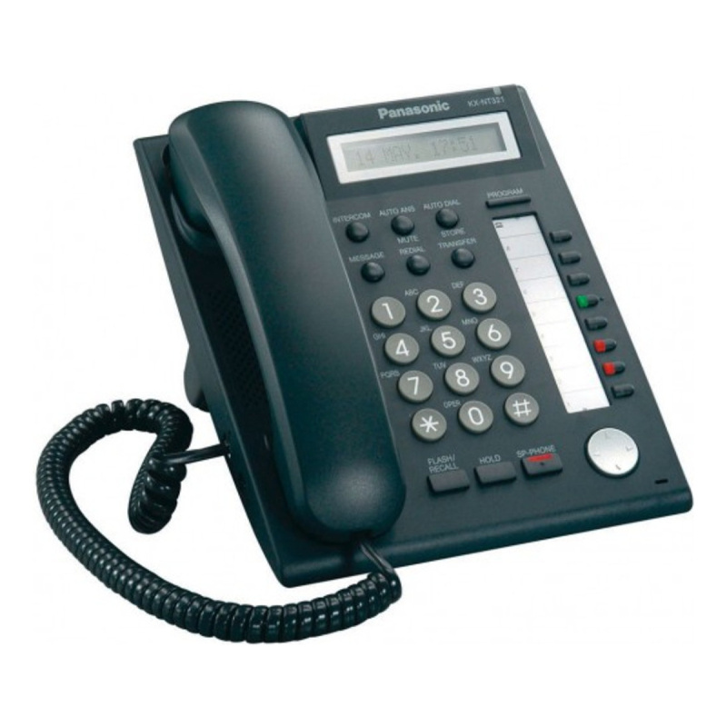 Telefonos IP de Gama Básica Panasonic KX-NT321 en color Negro para Conmutadores Panasonic Digitales Hibridos IP KX-TDE, KX-NCP y Panasonic Servidor de Comunicaciones KX-NS, KX-NSX