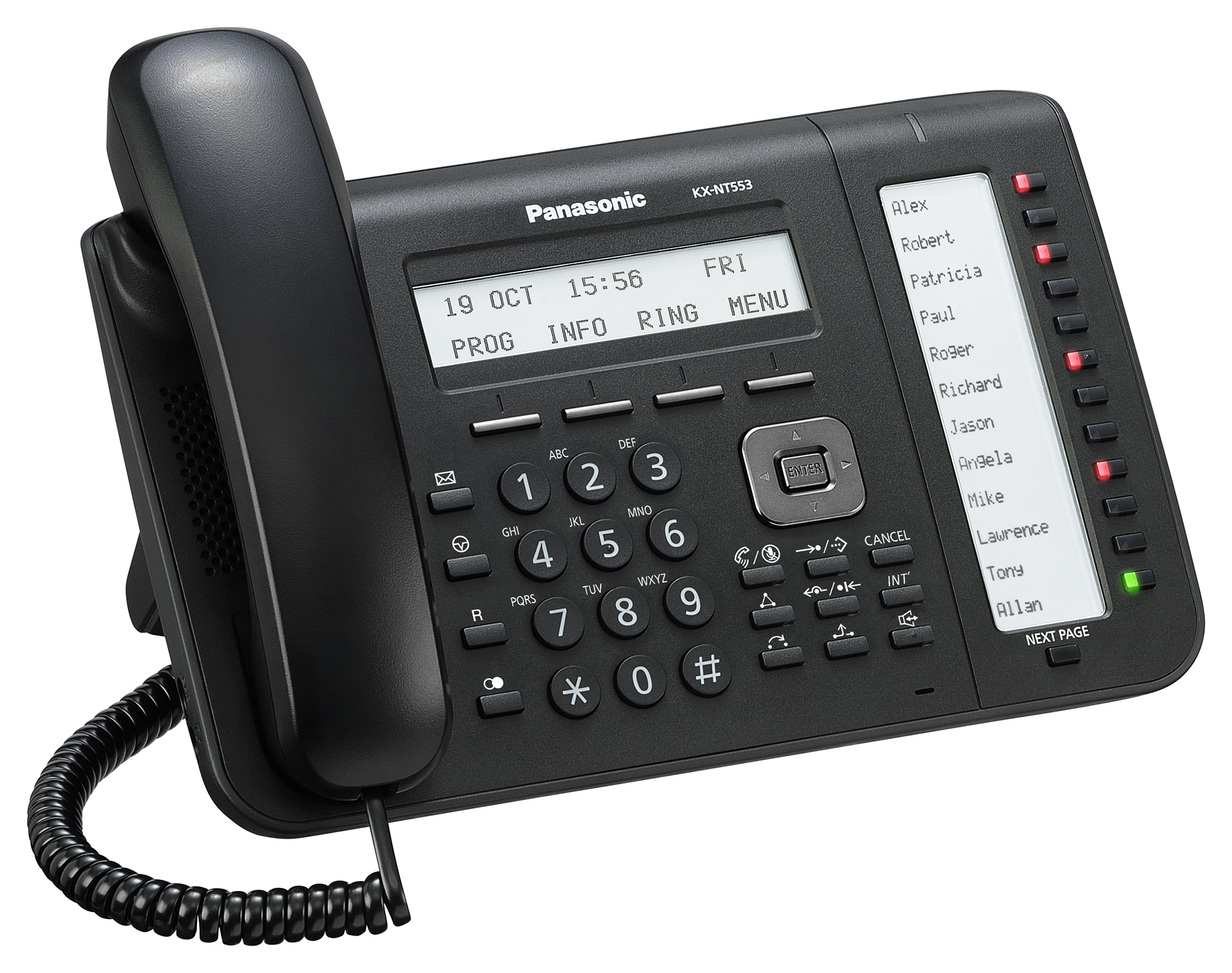 Telefono Panasonic KX-NT553 en color Negro para Conmutadores Panasonic Digitales KX-TDE, KX-NCP y Panasonic Servidor de Comunicaciones KX-NS