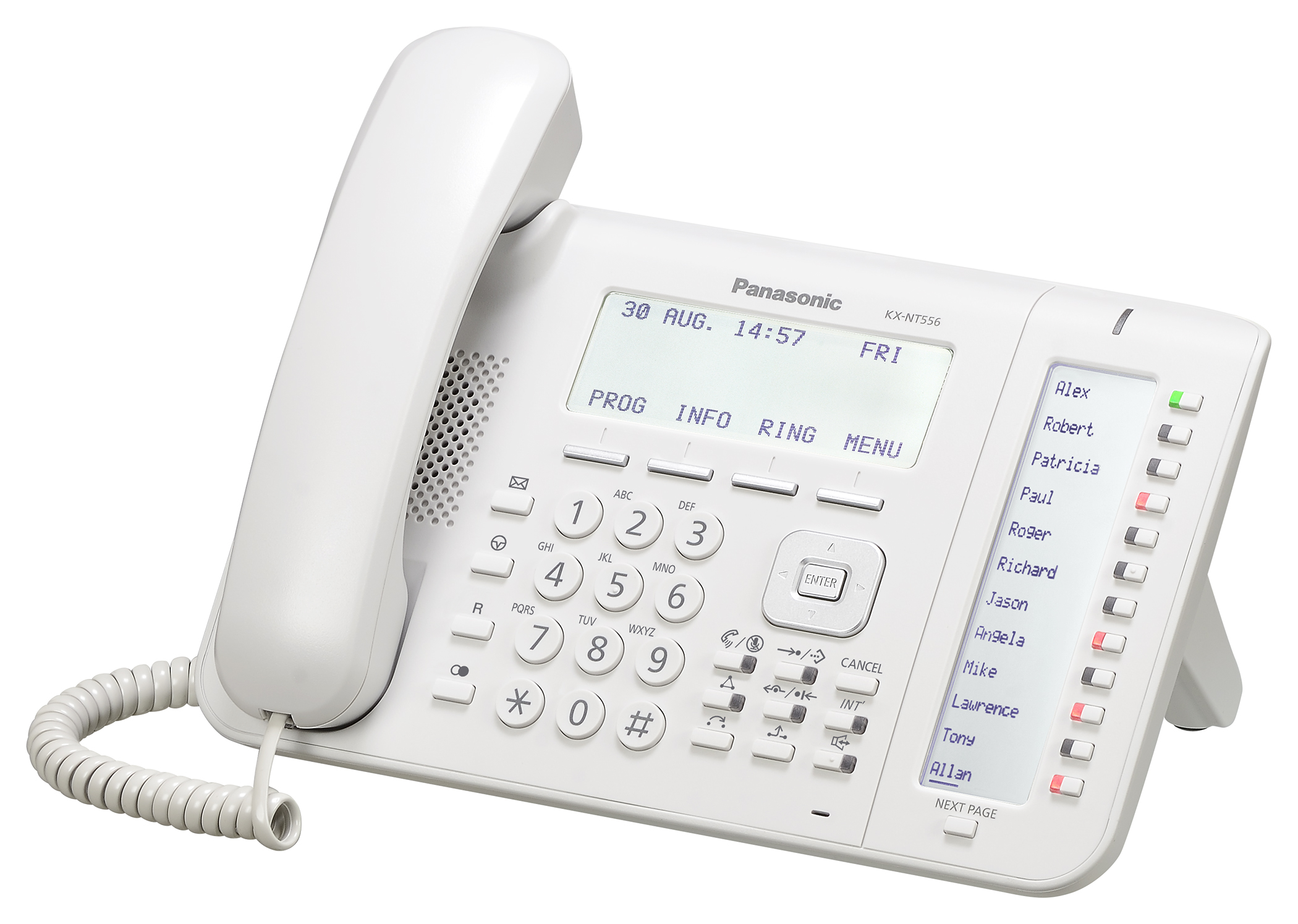 Telefono Panasonic KX-NT556 en color Blanco para Conmutadores Panasonic Digitales KX-TDE, KX-NCP y Panasonic Servidor de Comunicaciones KX-NS