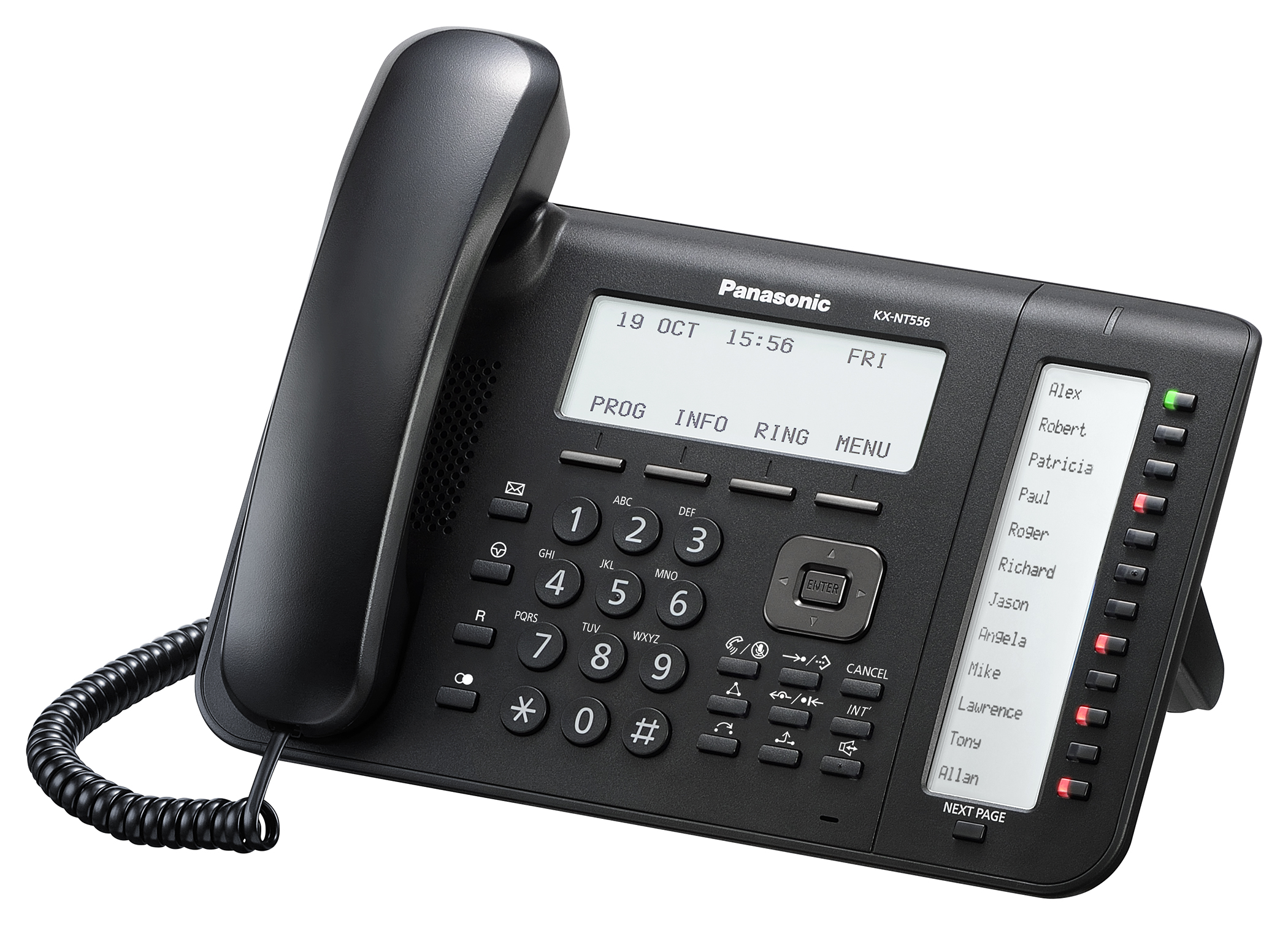 Telefono Panasonic KX-NT556 en color Negro para Conmutadores Panasonic Digitales KX-TDE, KX-NCP y Panasonic Servidor de Comunicaciones KX-NS