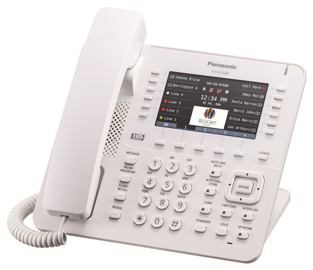 Telefono Panasonic KX-NT680 PoE en color Blanco con pantalla a Color para Conmutadores Panasonic Servidor de Comunicaciones KX-NS