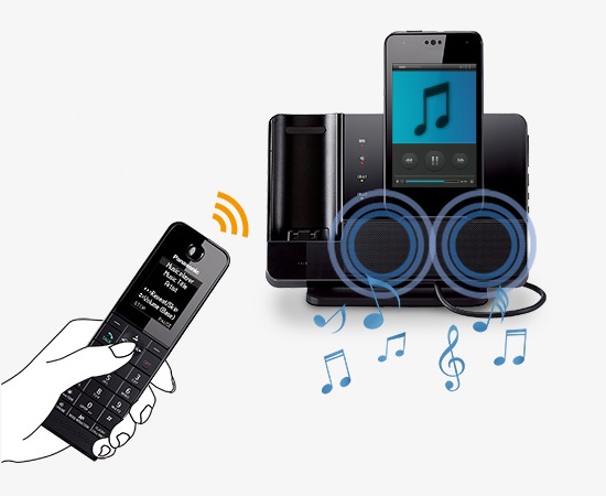 Telefóno Inalambrico Panasonic KX-PRD260 Reproduce Música vía Bluetooth y controla la reproducción y volumen con el telefono inalambrico