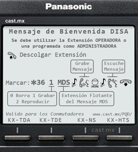 Panasonic Quick Dial - Grabación de Mensaje de Bienvenida DISA UCD de la Operadora Automática para Conmutadores KX-TDA, KX-TDE, KX-NCP, KX-NS y KX-NSX