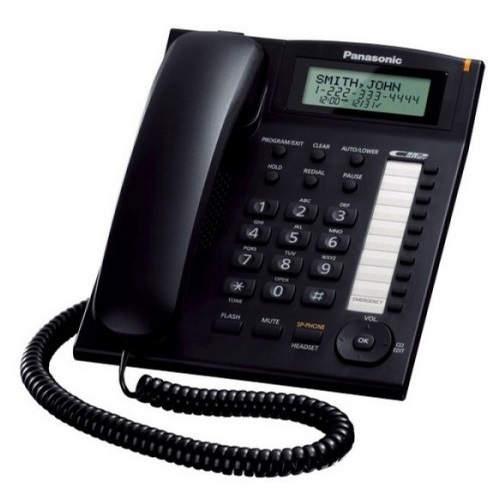 KX-T7716X-B Telefono Panasonic Negro Unilineas con Manos Libres, 10 teclas programables e Identificador de Llamadas y Pantalla