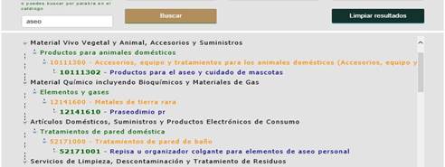 Ejemplo de búsqueda de clave de producto o servicio