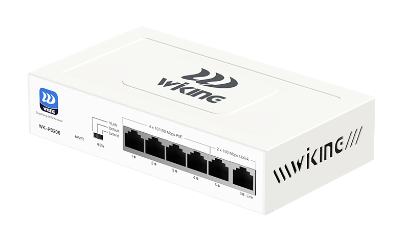 WK-PS206 Wiking Switch PoE No Administrable con Precio Optimizado para CCTV, VoIP y Switching de 4 y 2 UPlink RJ45 - CASTelecom