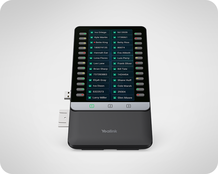 Yealink EXP55 Modulo de Expansion a color para telefonos SIP de la serie T7 T8 como el Yealink T73U con 26 teclas fisicas con 3 pantallas para 78 teclas flexibles programables en total - Yealink.com - CASTelecom