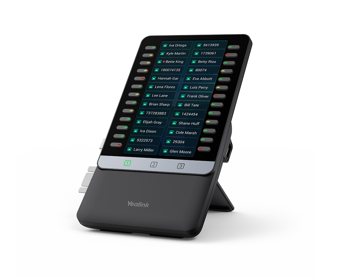 Yealink EXP55 Modulo de Expansion a color para telefonos SIP de la serie T7 T8 como el Yealink T73U con 26 teclas fisicas con 3 pantallas para 78 teclas flexibles programables en total - Yealink.com - CASTelecom